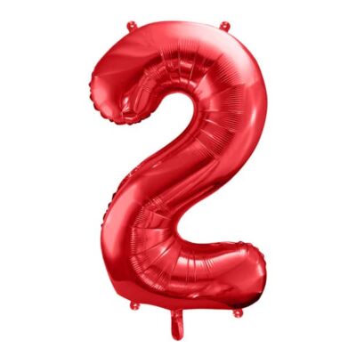 Balon z helem: cyfra 2, czerwona, 86 cm Balony z helem Szalony.pl - Sklep imprezowy