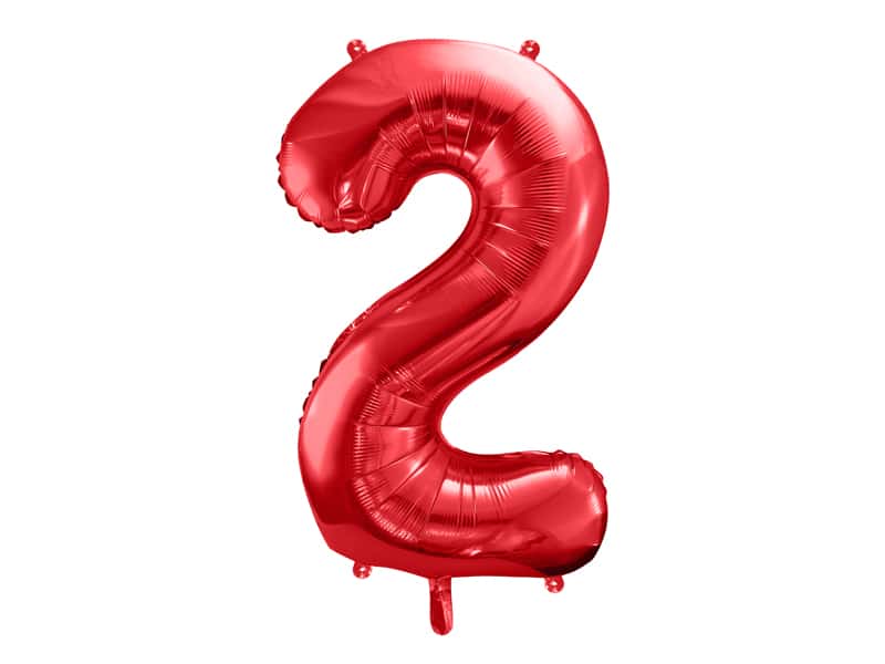 Balon z helem: cyfra 2, czerwona, 86 cm Balony z helem Szalony.pl - Sklep imprezowy