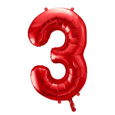 Balon z helem: cyfra 3, czerwona, 86 cm Balony na 30 urodziny Szalony.pl - Sklep imprezowy