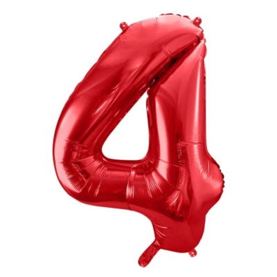 Balon bez helu: Cyfra 4 – 86cm, czerwona Balony cyfry - 86 cm Szalony.pl - Sklep imprezowy