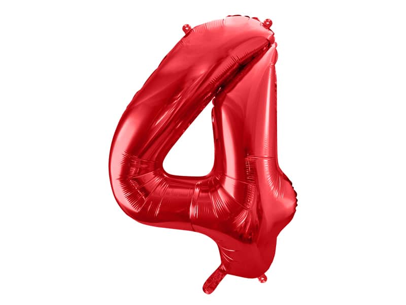 Balon z helem: cyfra 4, czerwona, 86 cm Balony na 40 urodziny Sprawdź naszą ofertę. Sklep imprezowy Szalony.pl. 4