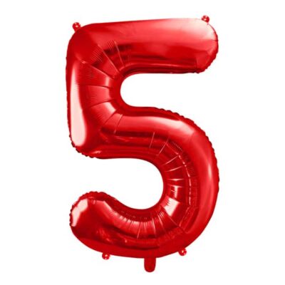 Balon z helem: cyfra 5, czerwona, 86 cm Balony na 50 urodziny Szalony.pl - Sklep imprezowy