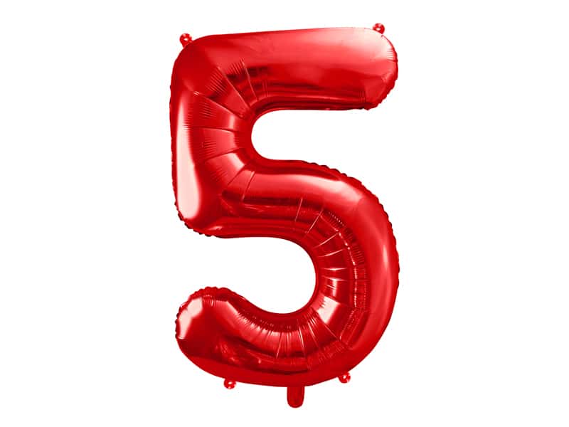 Balon z helem: cyfra 5, czerwona, 86 cm Balony na 50 urodziny Sprawdź naszą ofertę. Sklep imprezowy Szalony.pl. 4