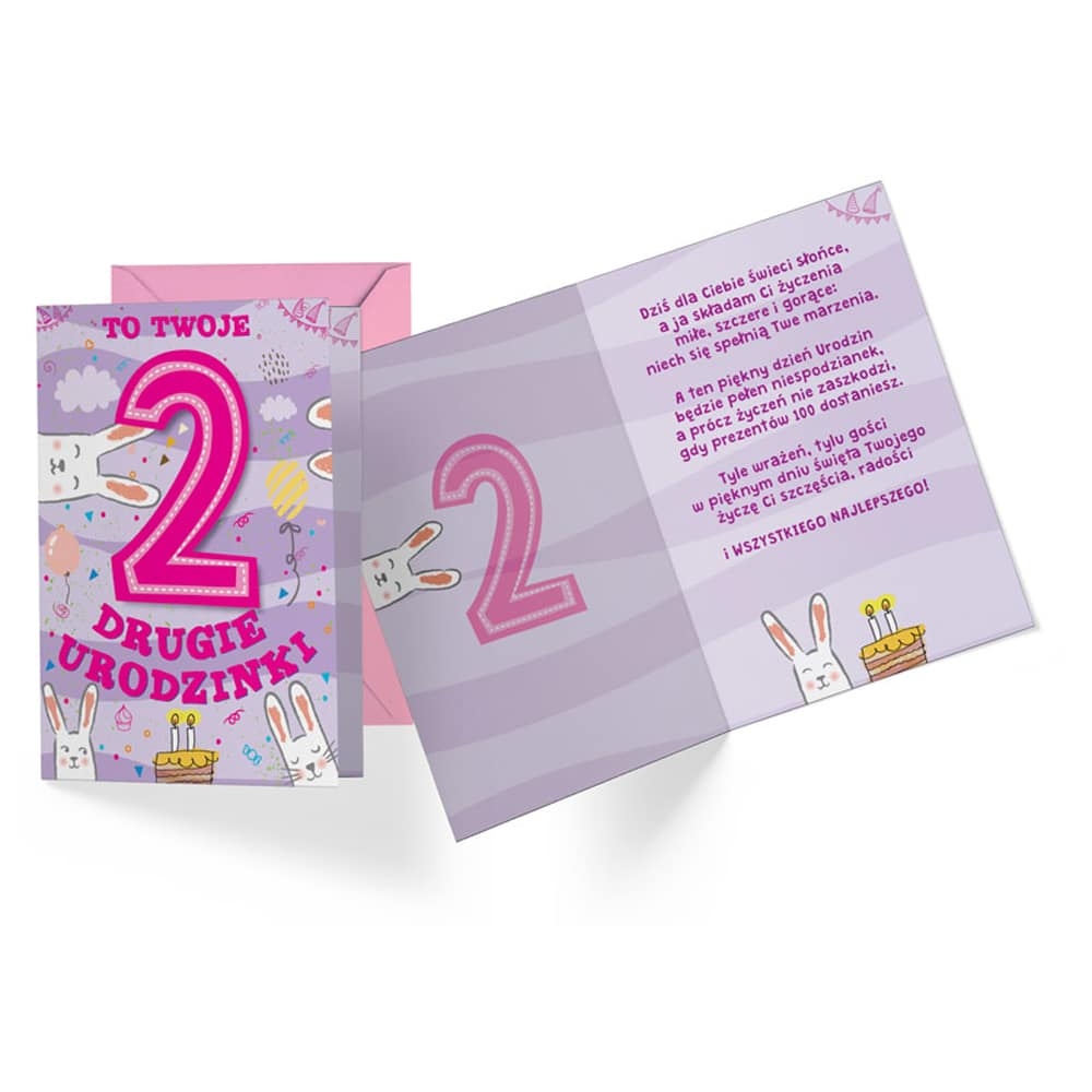 Kartka okolicznościowa – To twoje 2, różowa Kartki dla dzieci Sprawdź naszą ofertę. Sklep imprezowy Szalony.pl. 2