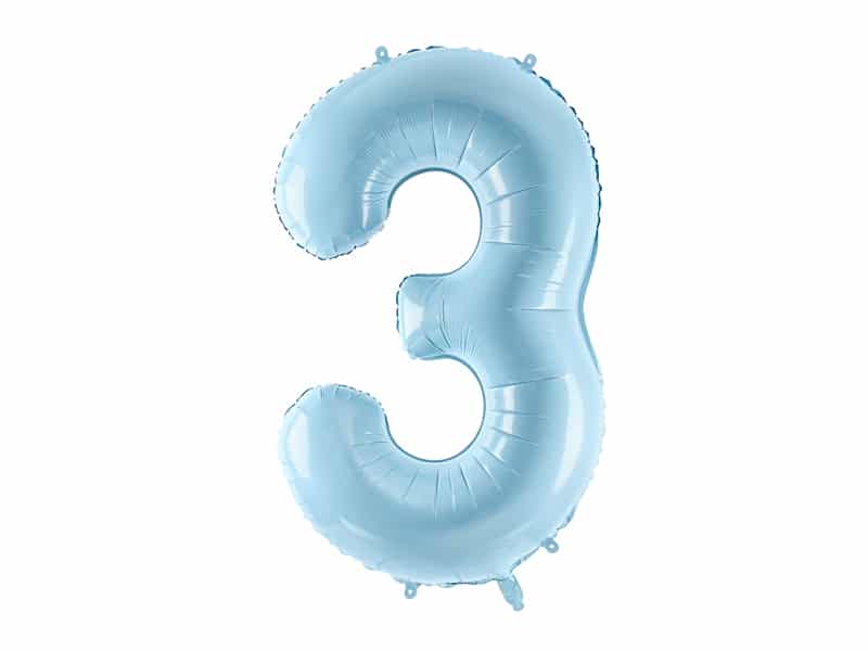 Balon z helem: cyfra 3, niebieska, 86 cm Balony na 30 urodziny Szalony.pl - Sklep imprezowy