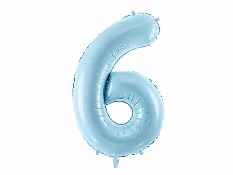 Balon z helem: cyfra 6, niebieska, 86 cm Balony na 60 urodziny Szalony.pl - Sklep imprezowy 2