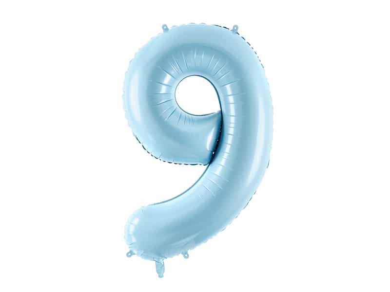 Balon z helem: cyfra 9, niebieska, 86 cm Balony na 90 urodziny Szalony.pl - Sklep imprezowy