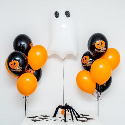 Bukiet balonowy: WHITE GHOST, napełniony helem Balony na Halloween Szalony.pl - Sklep imprezowy