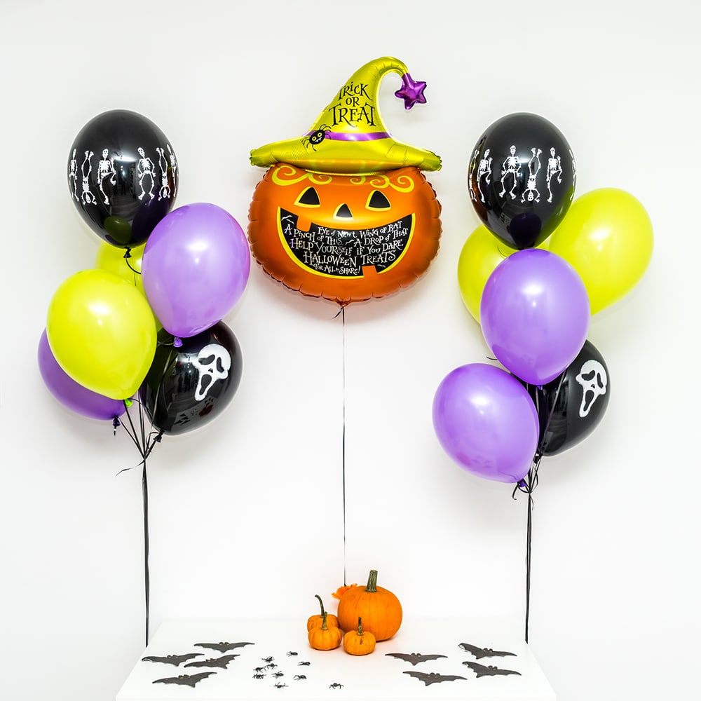 Bukiet balonowy: COLORFUL PUMPKIN, napełniony helem Balony na Halloween Szalony.pl - Sklep imprezowy