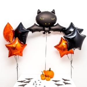 Bukiet balonowy: ORANGE BAT, napełniony helem Balony na Halloween Sprawdź naszą ofertę. Sklep imprezowy Szalony.pl.