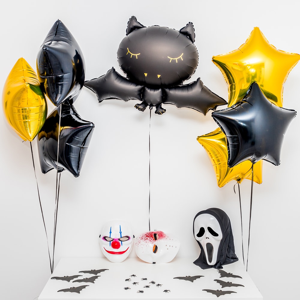 Bukiet balonowy: GOLD BAT, napełniony helem Balony na Halloween Szalony.pl - Sklep imprezowy