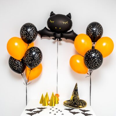 Bukiet balonowy: FLYING BAT, napełniony helem Balony na Halloween Szalony.pl - Sklep imprezowy