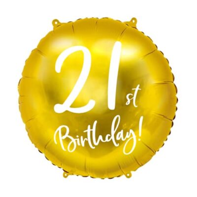 Balon bez helu: 21st Birthday, złoty Balony bez helu Szalony.pl - Sklep imprezowy