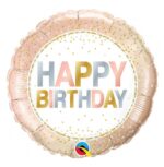 Balon bez helu: Happy Birthday, konfetti, 18″ – Balony bez helu – Szalony.pl