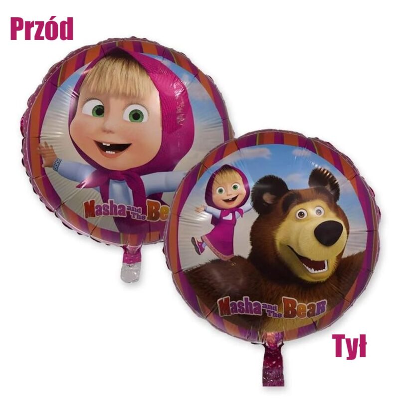 Balon z helem: Masha i niedźwiedź, okrągły, 18″ Bajkowe z helem Szalony.pl - Sklep imprezowy 2