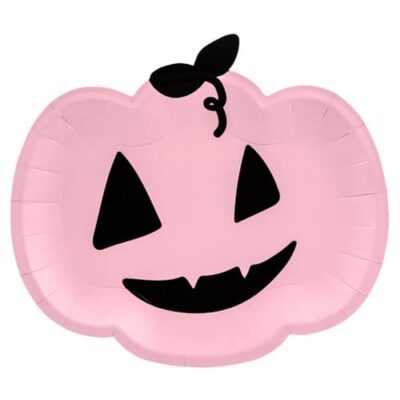 Talerzyki – Dynia, różowa, 25x22cm, 6szt Dekoracje na Halloween Szalony.pl - Sklep imprezowy