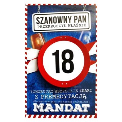 Kartka urodzinowa – 18 Mandat Pan Kartki na 18 urodziny Szalony.pl - Sklep imprezowy