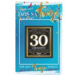 Kartka z naklejką - 30 urodziny, niebieska