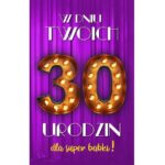 Kartka okolicznościowa - 30 żarówki, różowa