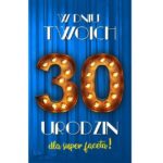 Kartka okolicznościowa - 30 żarówki, różowa
