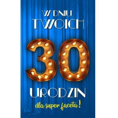 Kartka okolicznościowa – 30 żarówki, niebieska Kartki na 30 urodziny Szalony.pl - Sklep imprezowy