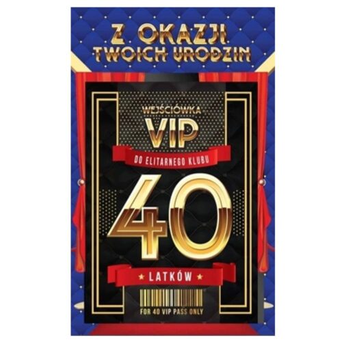 Kartka urodzinowa - 40 VIP niebieska