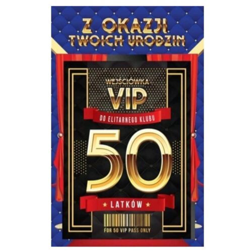 Kartka urodzinowa - 50 VIP niebieska