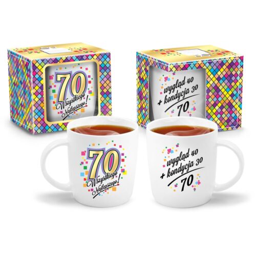 Kubek mozaika - Urodzinowy 70, 330ml