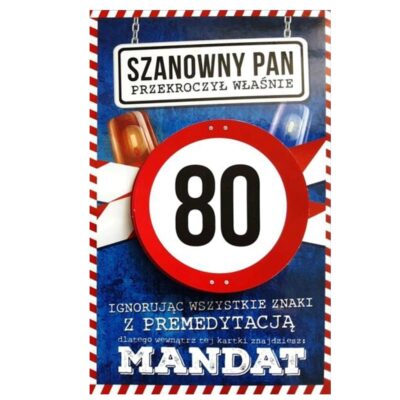 Kartka urodzinowa – 80 Mandat Pan Kartki na 80 urodziny Szalony.pl - Sklep imprezowy 3