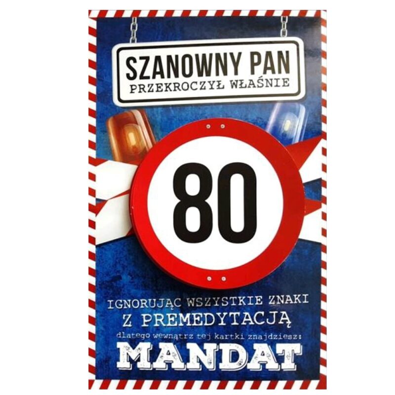 Kartka urodzinowa - 80 Mandat Pan