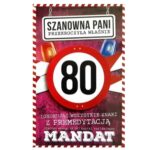 Kartka urodzinowa - 80 Mandat Pani. Szalony.pl - Sklep imprezowy.