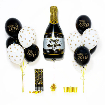 Bukiet balonowy: Medium Black Bottle 2026, napełniony helem – Bukiety balonowe (darmowa dostawa) – Szalony.pl