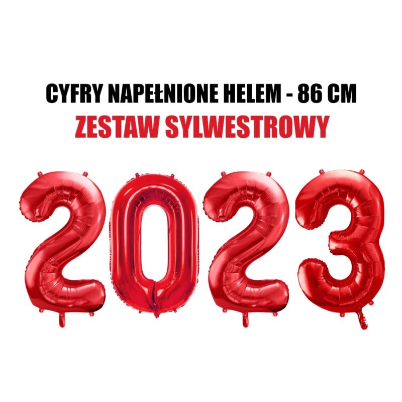 Balony z helem: Zestaw Cyfr “2023” – czerwone, 86 cm Balony z helem Szalony.pl - Sklep imprezowy 2