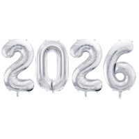 Balony z helem: Zestaw Sylwestrowy “2026” – srebrne, 86 cm – Balony z helem (Trójmiasto) – Szalony.pl