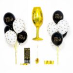 Bukiet balonowy: Medium Gold Glass 2026, napełniony helem – Bukiety balonowe (darmowa dostawa) – Szalony.pl