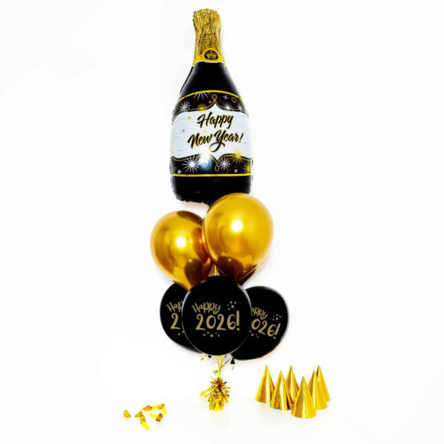 Bukiet balonowy: Mini Black Bottle 2026, napełniony helem