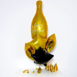 Bukiet balonowy: Small Gold Bottle 2022, napełniony helem Szalony.pl