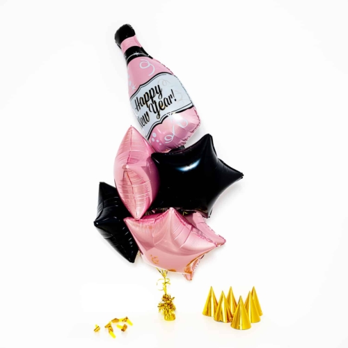 Bukiet balonowy: Small Pink Bottle 2023, napełniony helem Sylwester - Balony z helem Sprawdź naszą ofertę. Sklep imprezowy Szalony.pl.