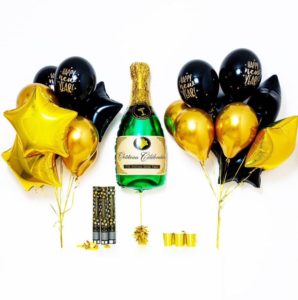 Bukiet balonowy: XXL Green Champagne 2024, napełniony helem