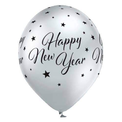 Balon z helem: Happy New Year, Glossy, Silver, 30 cm Sylwester - Balony z helem Sprawdź naszą ofertę. Sklep imprezowy Szalony.pl.