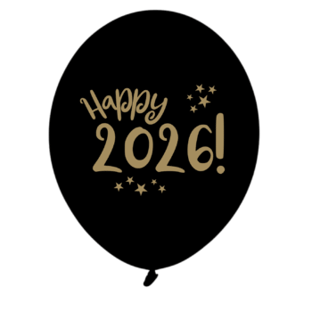 Balon z helem: Happy 2026!, Pastel Black, 30 cm – Sylwester – Szalony.pl