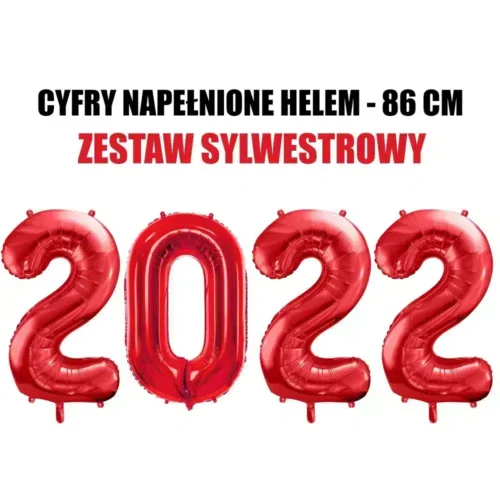 Balony z helem: Zestaw Cyfr "2023" - czerwone, 86 cm