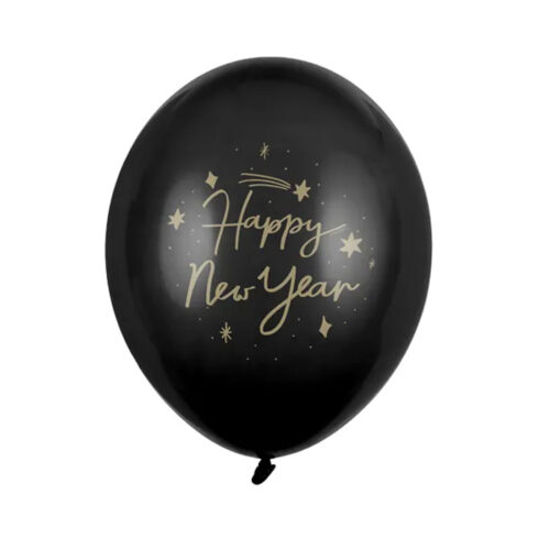 Balon z helem: Happy New Year, Pastel Black, 30 cm