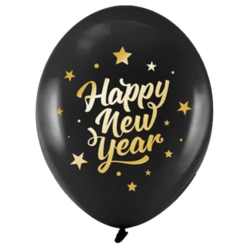 Balon z helem: Happy New Year, Pastel Black, 30 cm Sylwester - Balony z helem Sprawdź naszą ofertę. Sklep imprezowy Szalony.pl. 4