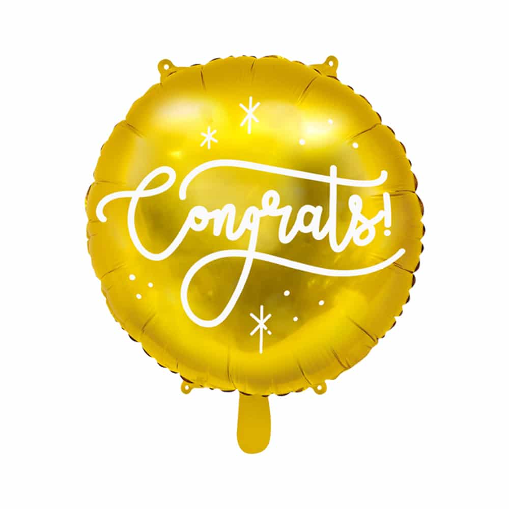 Balon z helem: Congrats!, złoty, 45 cm Balony z helem Szalony.pl - Sklep imprezowy