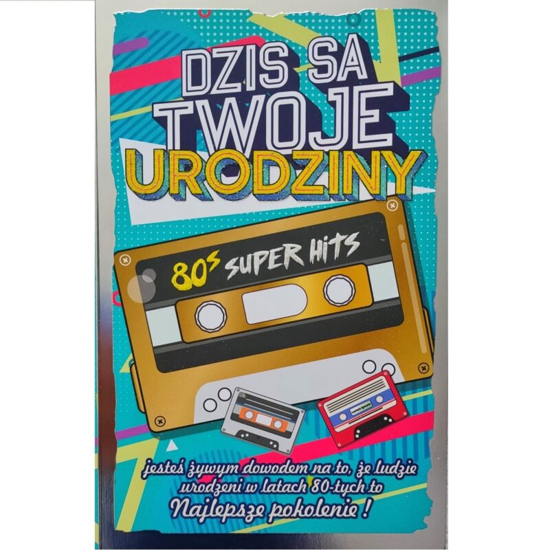 Kartka urodzinowa - Lata 80, niebieska