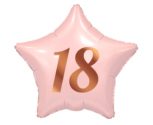 Balon z helem: 18 lat, Gwiazdka, różowa, 19″ Balony na Urodziny Szalony.pl - Sklep imprezowy