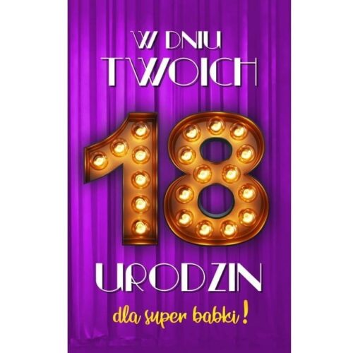 Kartka urodzinowa - 18 żarówki, różowa