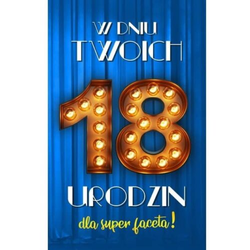 Kartka urodzinowa - 18 żarówki, różowa