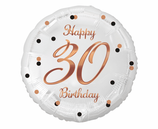 Balon z helem: 30, okrągły, biały, 18″ Balony na 30 urodziny Sprawdź naszą ofertę. Sklep imprezowy Szalony.pl. 4